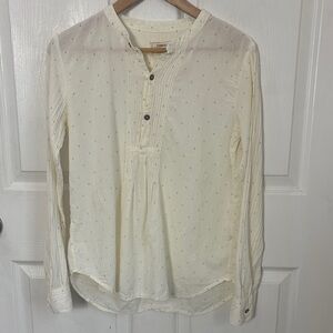 CURRENT ELLIOT Pintuck Cream Blouse lightweight long sleeve top Size 1 /SMALL